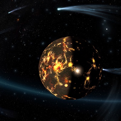 Link zur Beschreibung des astronomischen Programms „Zeitreise - Vom Urknall zum Menschen“ für Erwachsene und Kinder ab ca. 10 Jahre – Das Bild zeigt das Sonnensystem während seiner Entstehung vor 4,5 Milliarden Jahren (künstlerische Darstellung).